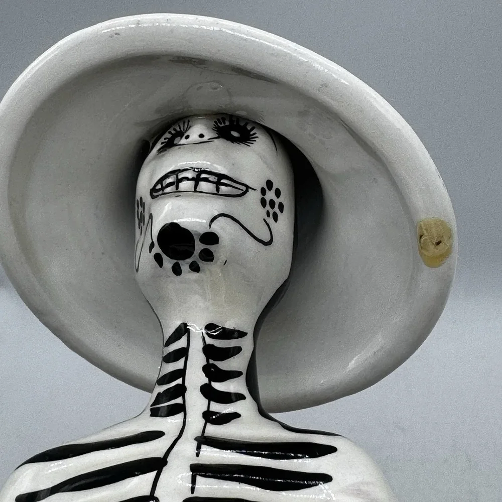 Day of the Dead Catrina Figure Clay Handmade Hand Painted Mexican Folk Art 12